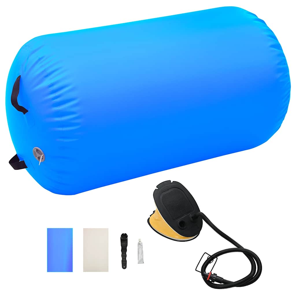 Aufblasbare Gymnastik-Rolle mit Pumpe 100x60 cm PVC Blau