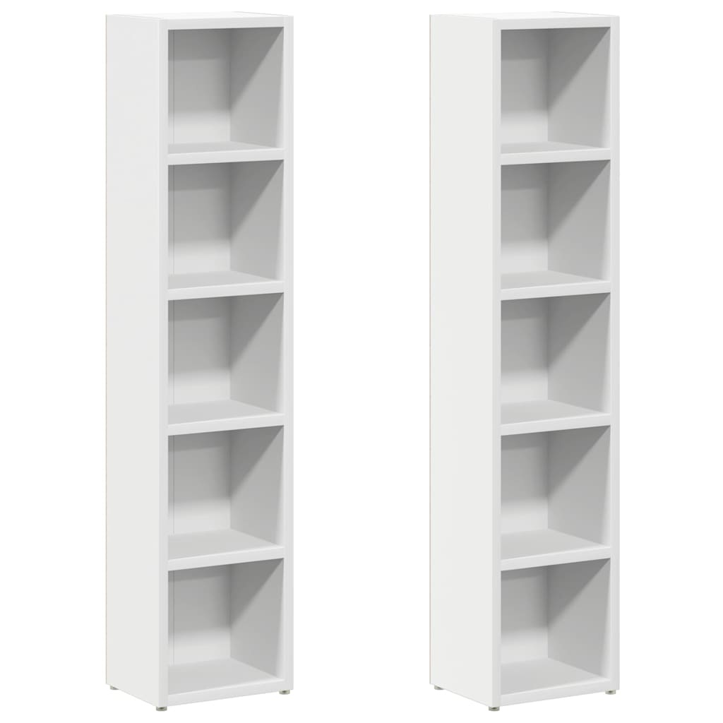 CD-Regale 2 Stk. Weiß 21x16x93,5 cm Holzwerkstoff