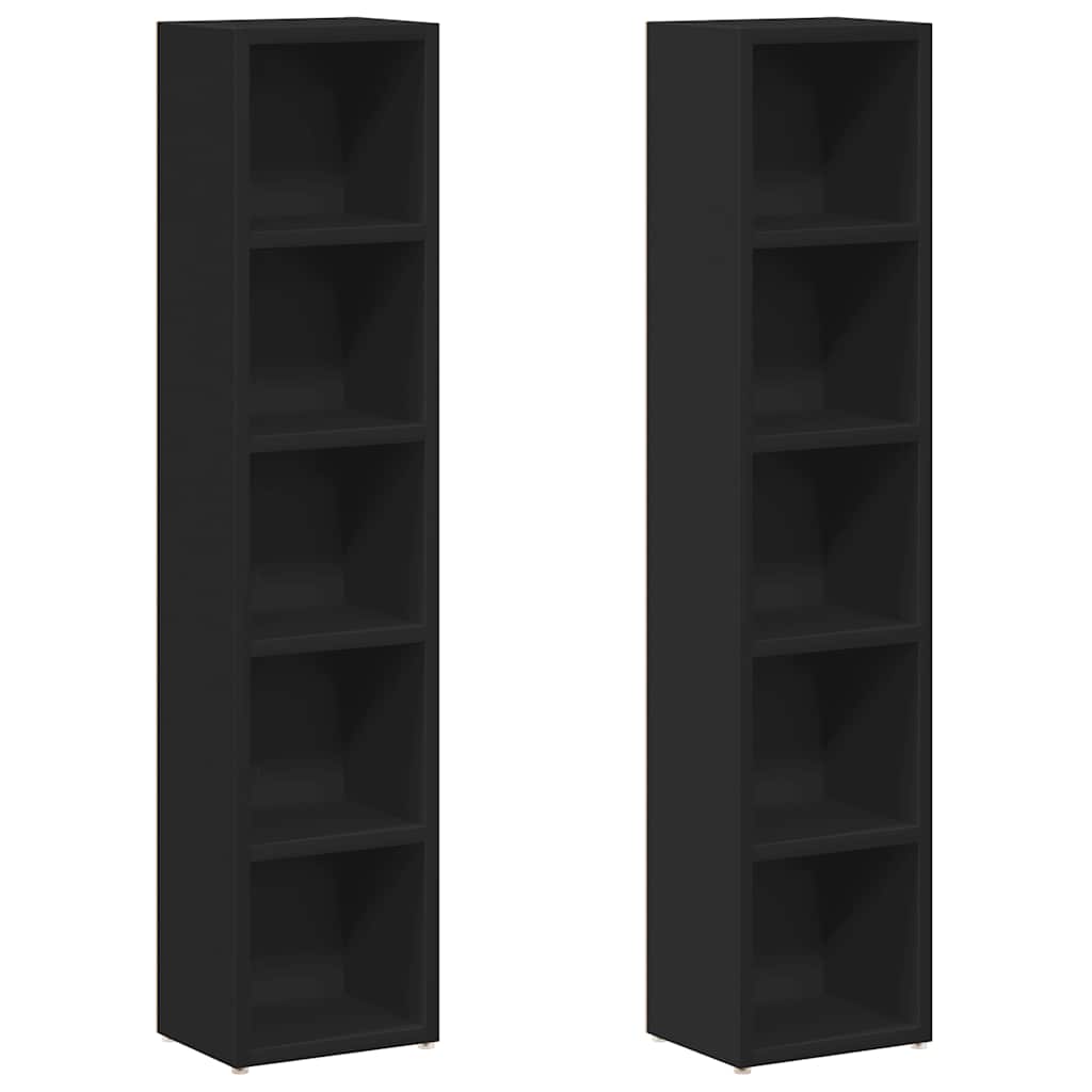 CD-Regale 2 Stk. Schwarz 21x16x93,5 cm Holzwerkstoff