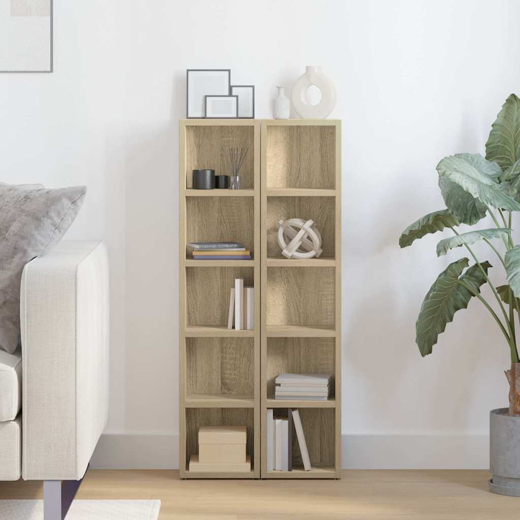 CD-Regale 2 Stk. Sonoma-Eiche 21x16x93,5 cm Holzwerkstoff