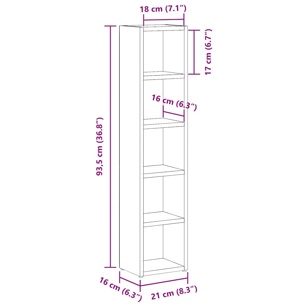 CD-Regale 2 Stk. Sonoma-Eiche 21x16x93,5 cm Holzwerkstoff