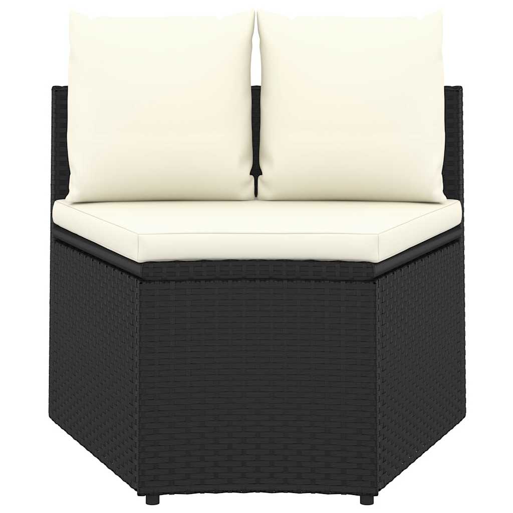 2-tlg. Garten-Sofagarnitur mit Auflagen Poly Rattan Schwarz