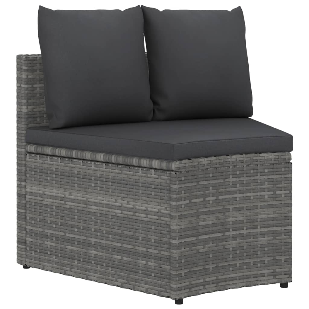 2-tlg. Garten-Sofagarnitur mit Auflagen Poly Rattan Grau