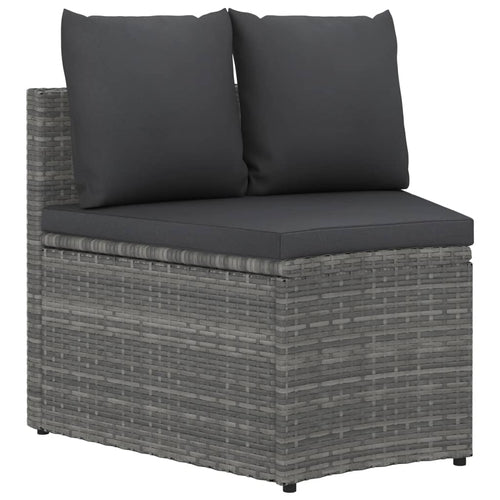 2-tlg. Garten-Sofagarnitur mit Auflagen Poly Rattan Grau