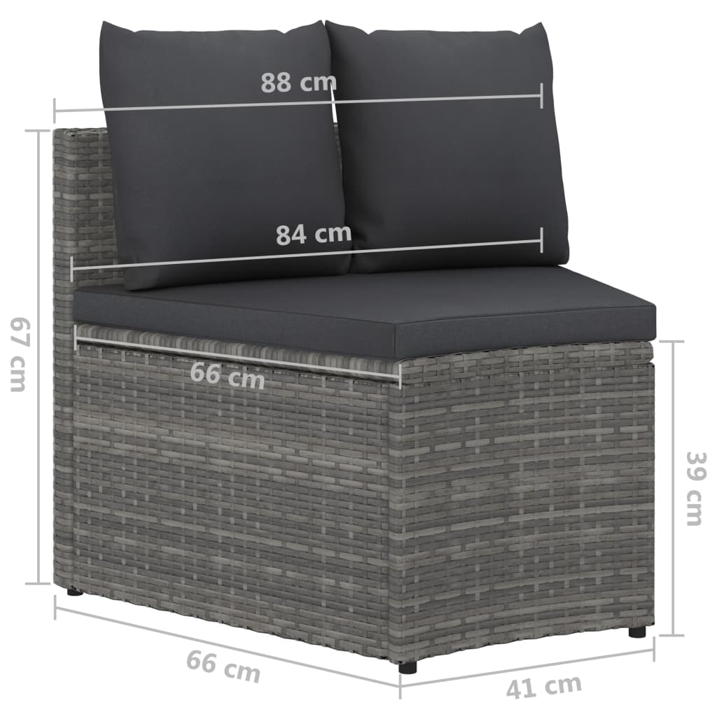 2-tlg. Garten-Sofagarnitur mit Auflagen Poly Rattan Grau