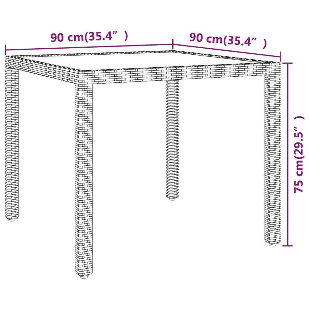 Gartentisch Beige 90x90x75 cm Poly Rattan