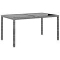 Gartentisch 150x90x75 cm Hartglas und Poly Rattan Grau