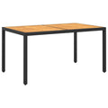 Gartentisch 150x90x75 cm Akazienholz und Poly Rattan Schwarz
