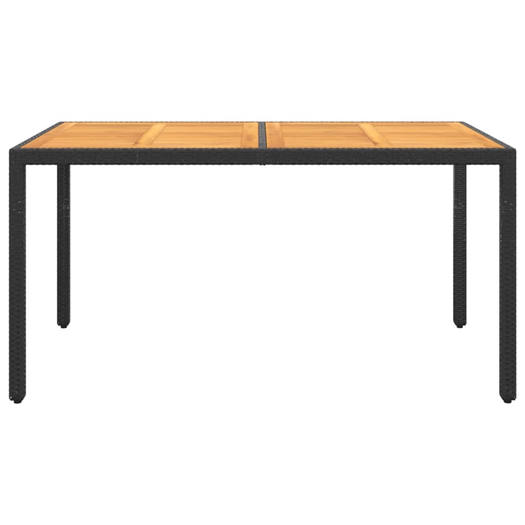 Gartentisch 150x90x75 cm Akazienholz und Poly Rattan Schwarz