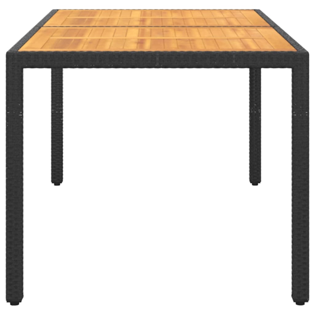 Gartentisch 150x90x75 cm Akazienholz und Poly Rattan Schwarz