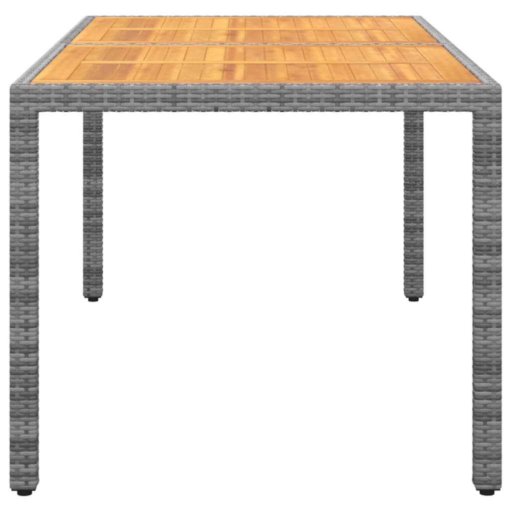 Gartentisch 150x90x75 cm Akazienholz und Poly Rattan Grau