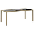 Gartentisch 190x90x75 cm Hartglas und Poly Rattan Beige
