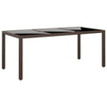 Gartentisch 190x90x75 cm Hartglas und Poly Rattan Braun
