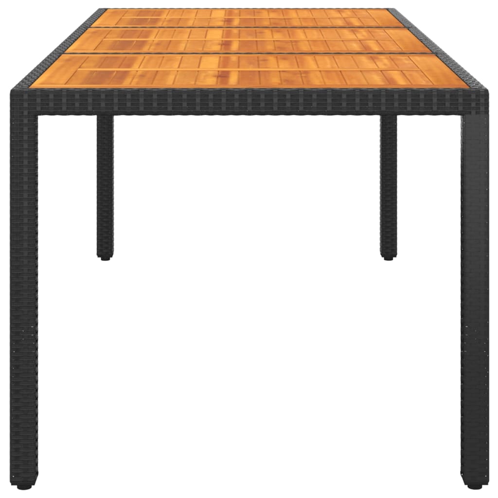 Gartentisch 190x90x75 cm Akazienholz und Poly Rattan Schwarz