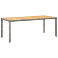 Gartentisch Grau 190x90x75 cm Poly Rattan und Akazienholz