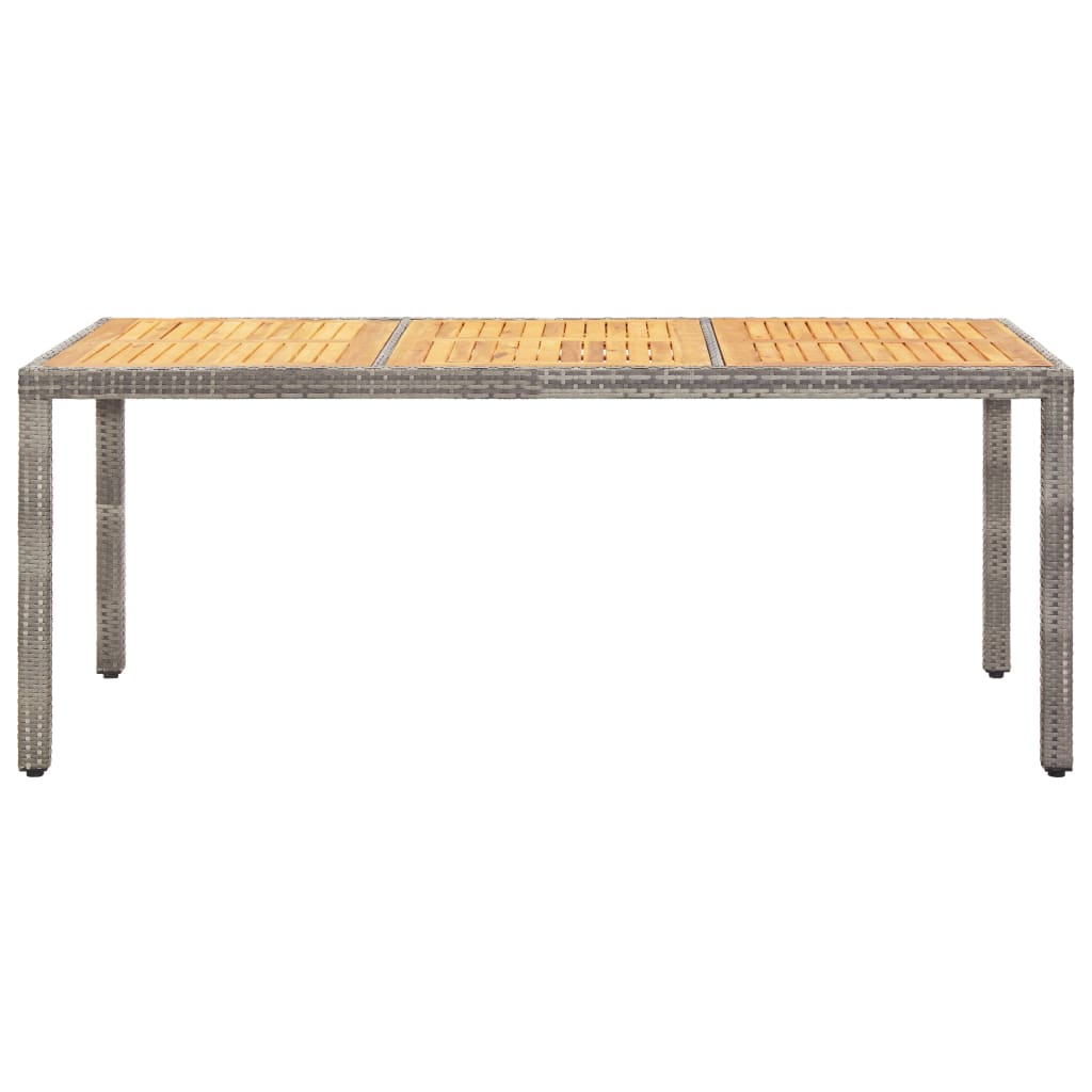 Gartentisch Grau 190x90x75 cm Poly Rattan und Akazienholz