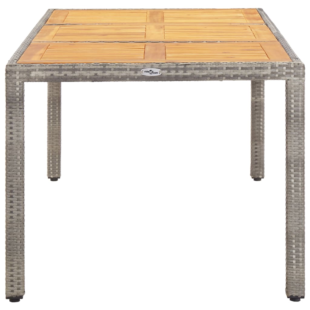 Gartentisch Grau 190x90x75 cm Poly Rattan und Akazienholz