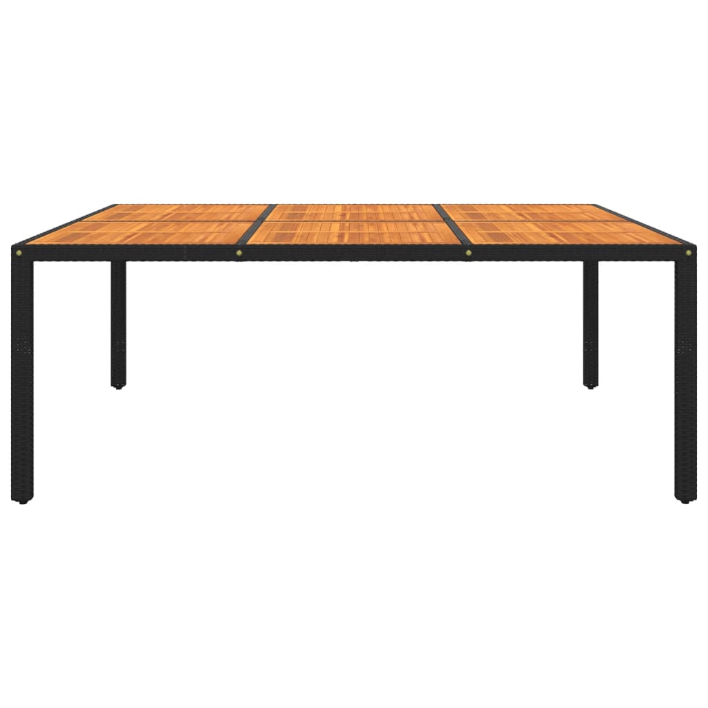 Gartentisch 200x150x75 cm Akazienholz und Poly Rattan Schwarz