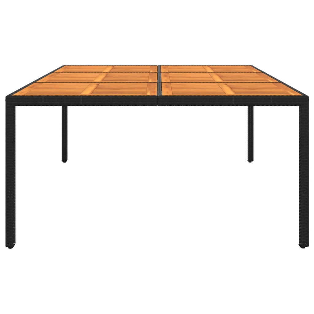 Gartentisch 200x150x75 cm Akazienholz und Poly Rattan Schwarz