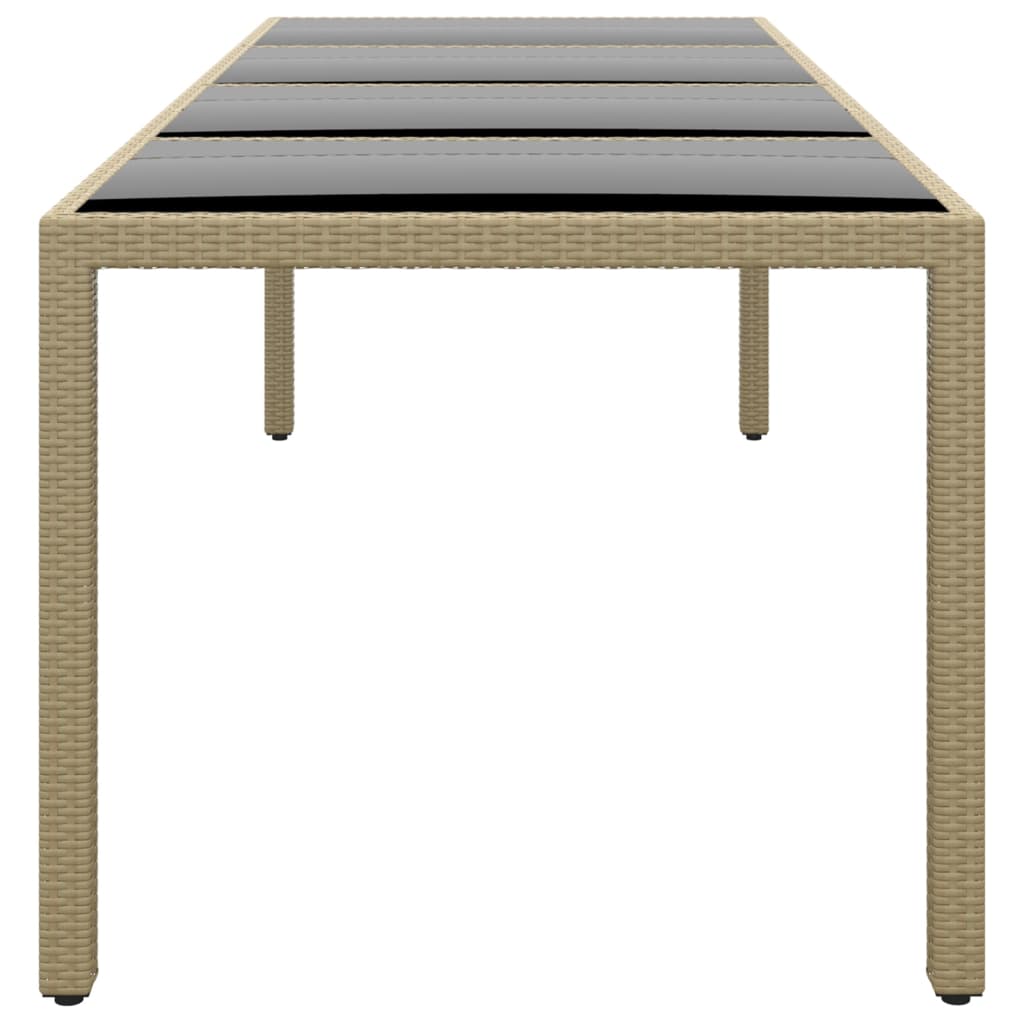 Gartentisch mit Glasplatte Beige Poly Rattan