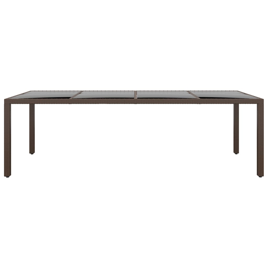 Gartentisch mit Glasplatte Braun Poly Rattan