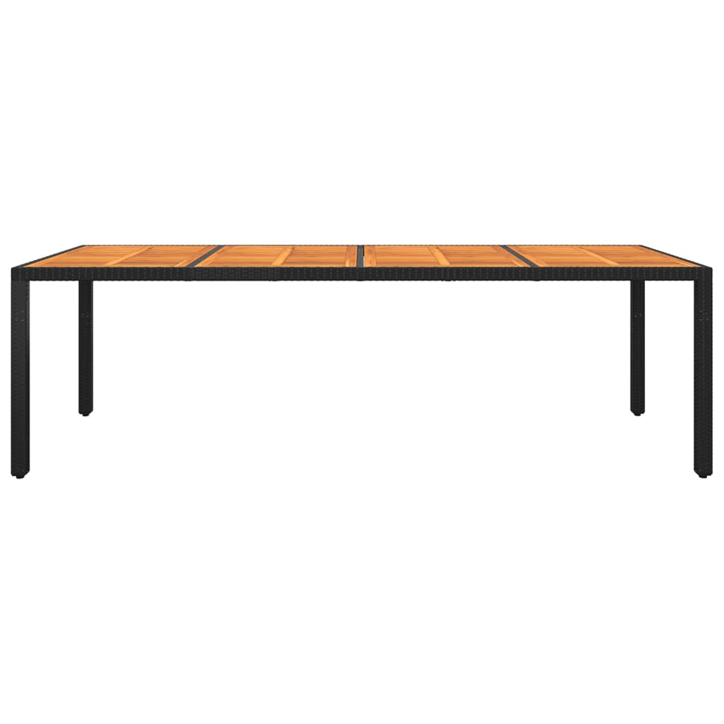 Gartentisch 250x100x75 cm Akazienholz und Poly Rattan Schwarz