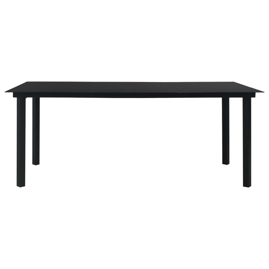 Garten-Esstisch Schwarz 190x90x74 cm Stahl und Glas