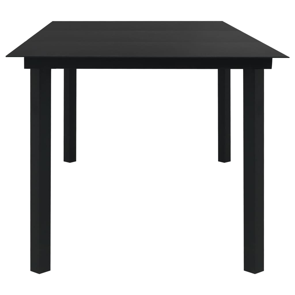 Garten-Esstisch Schwarz 190x90x74 cm Stahl und Glas