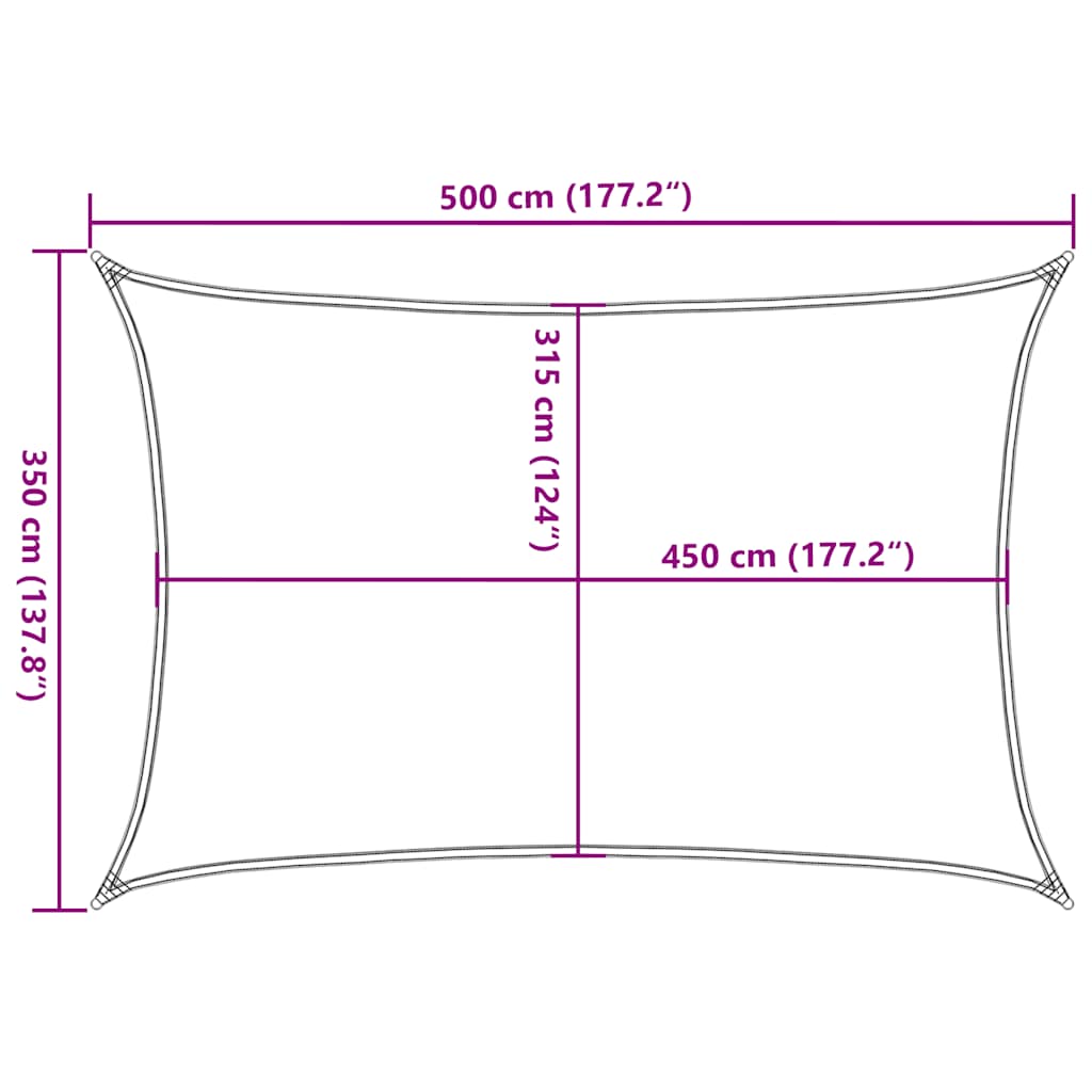 Sonnensegel 160 g/m² Creme 3,5x5 m HDPE