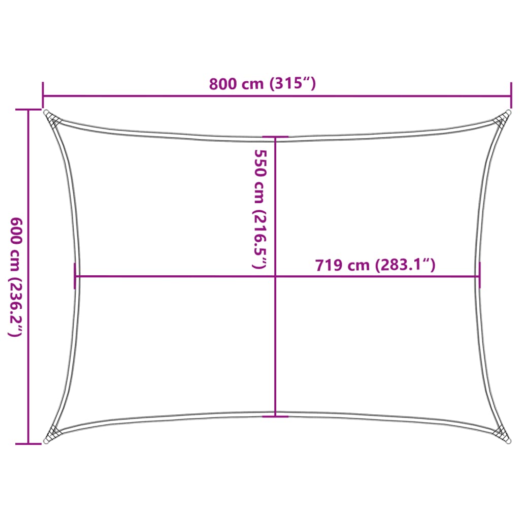 Sonnensegel 160 g/m² Creme 6x8 m HDPE