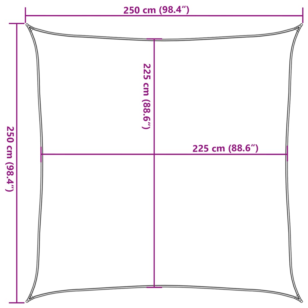 Sonnensegel 160 g/m² Weiß 2,5x2,5 m HDPE