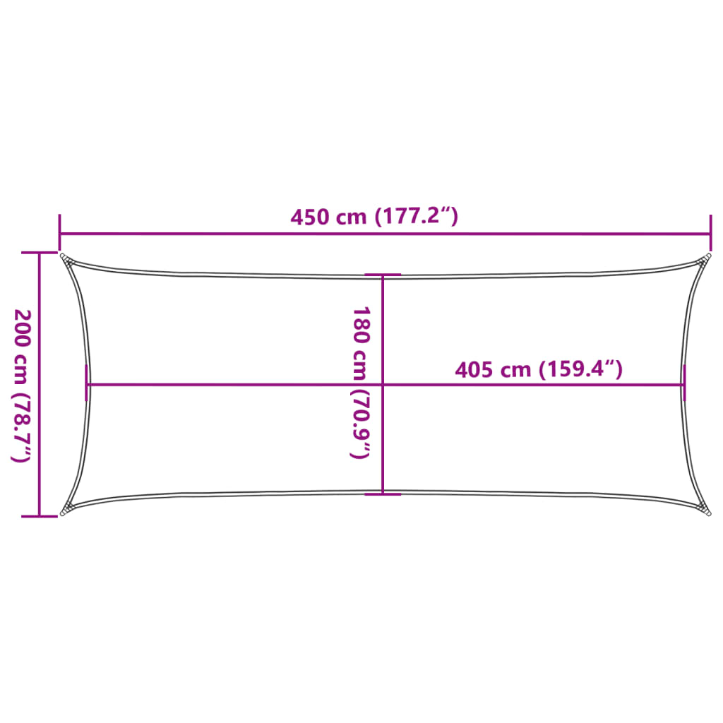 Sonnensegel 160 g/m² Weiß 2x4,5 m HDPE
