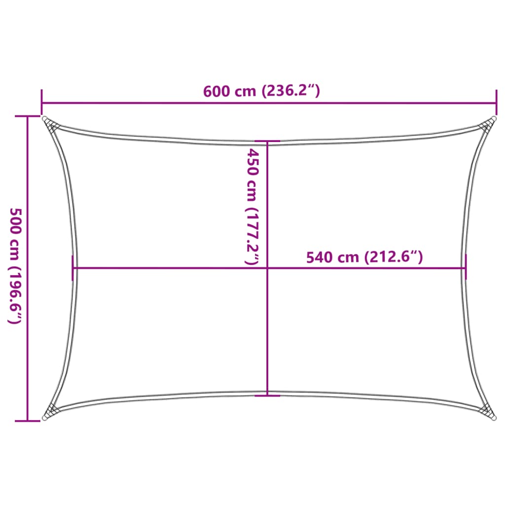 Sonnensegel 160 g/m² Weiß 5x6 m HDPE
