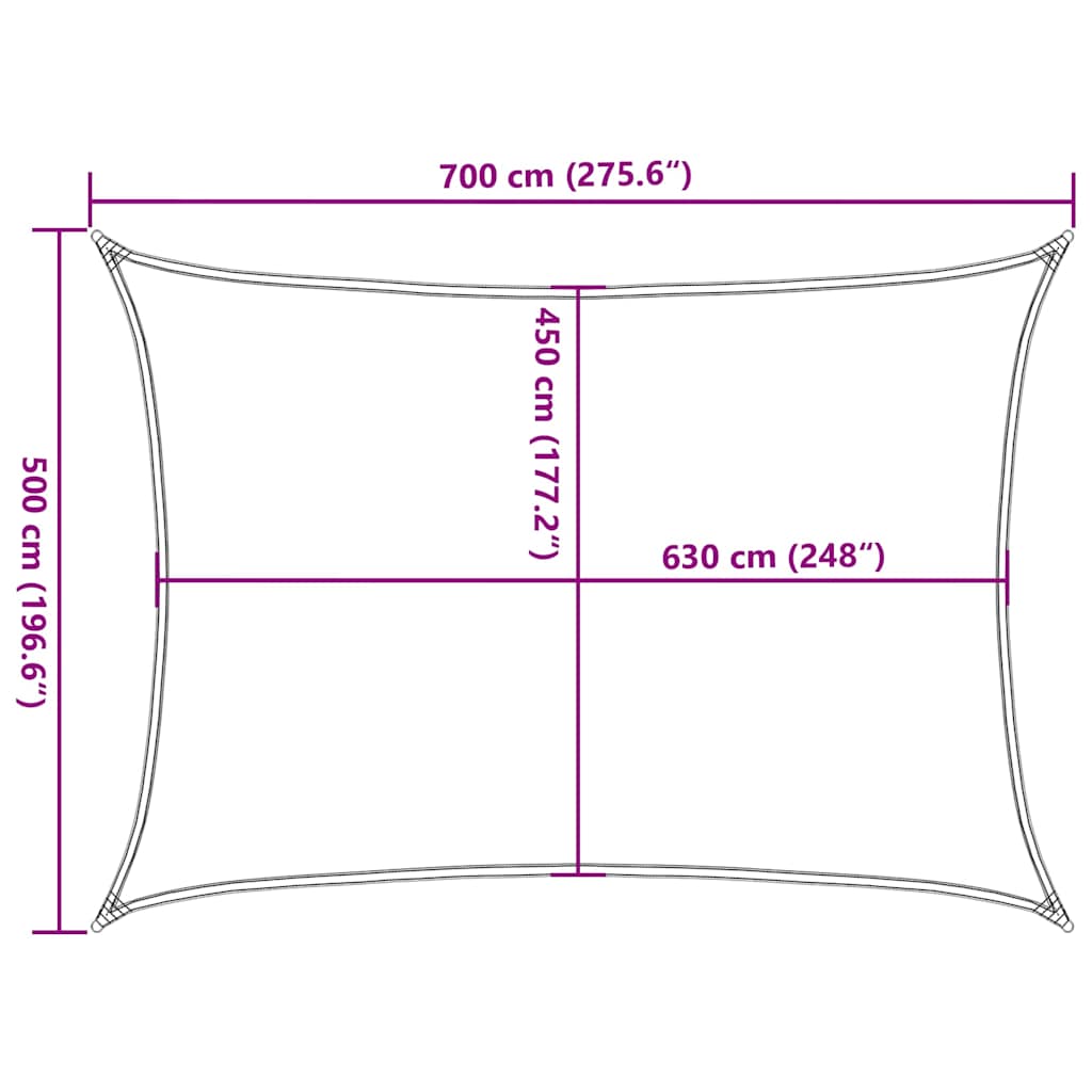 Sonnensegel 160 g/m² Weiß 5x7 m HDPE