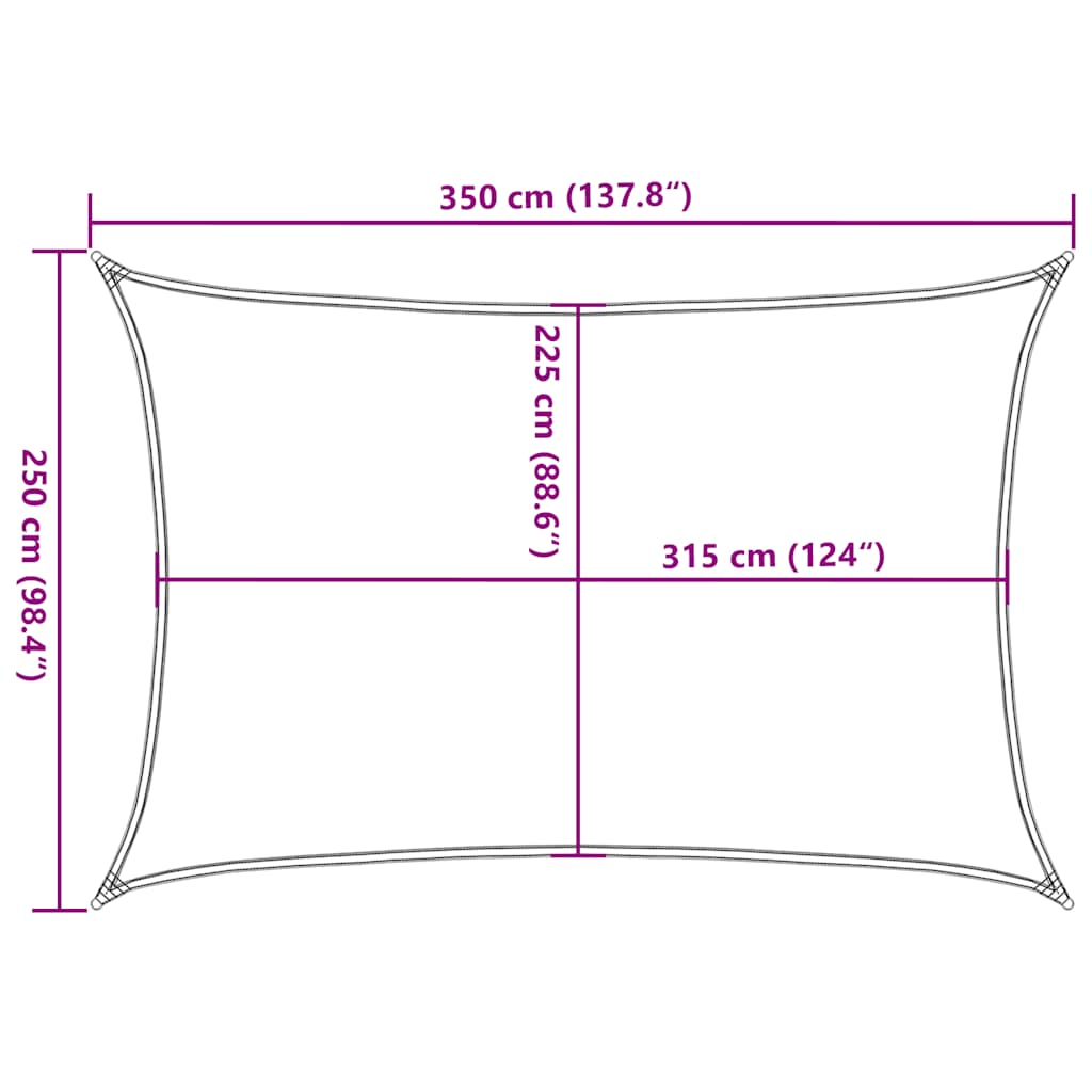 Sonnensegel 160 g/m² Hellgrün 2,5x3,5 m HDPE