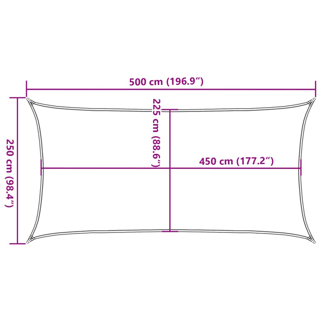 Sonnensegel 160 g/m² Rechteckig Hellgrün 2,5x5 m HDPE