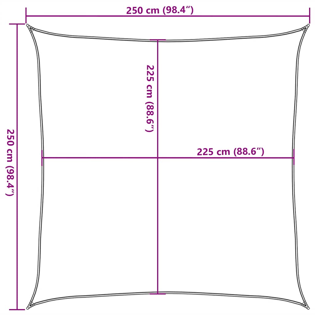 Sonnensegel 160 g/m² Taupe 2,5x2,5 m HDPE