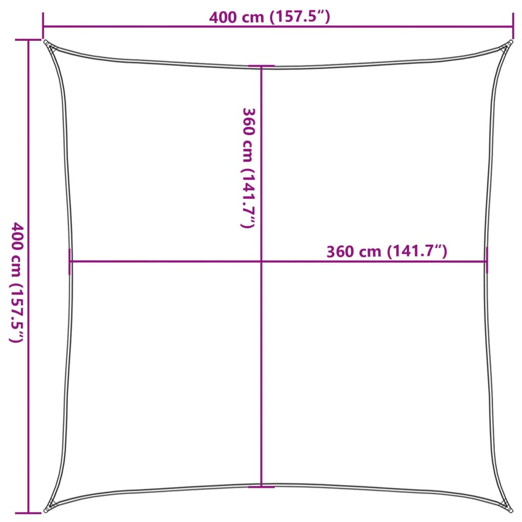 Sonnensegel 160 g/m² Dunkelgrün 4x4 m HDPE