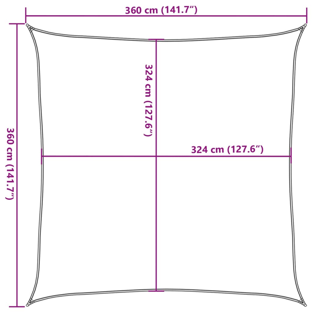 Sonnensegel 160 g/m² Gelb 3,6x3,6 m HDPE