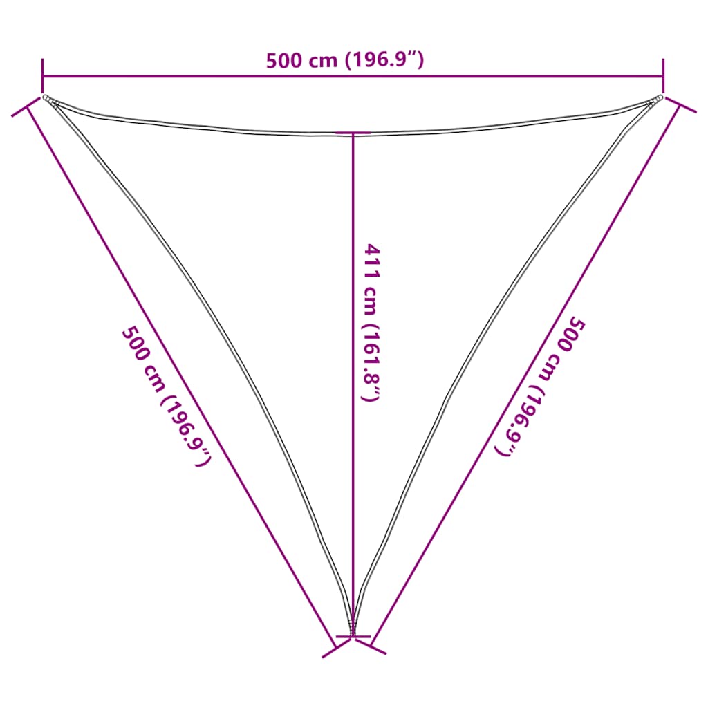 Sonnensegel 160 g/m² Dreieckig Gelb 5x5x5 m HDPE