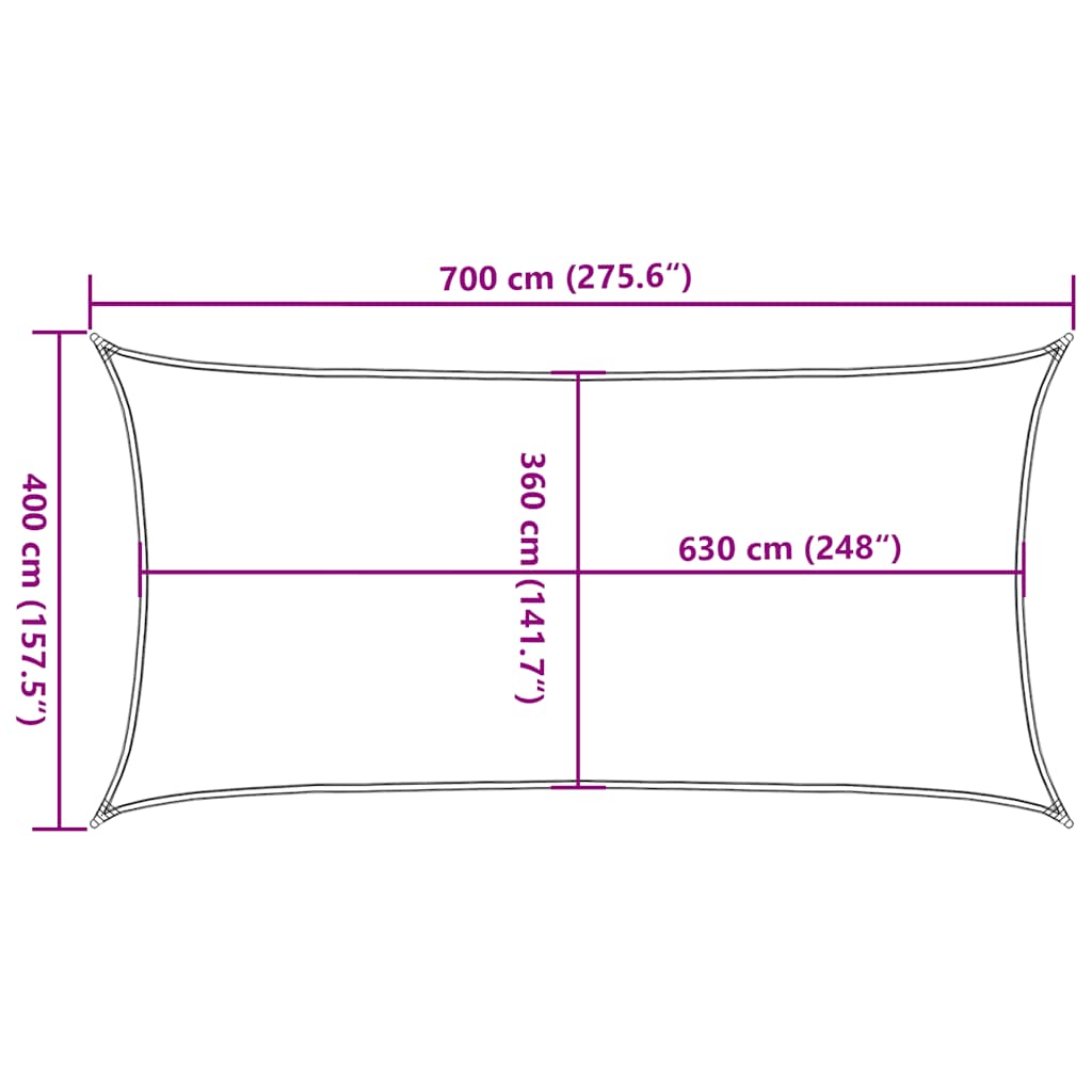 Sonnensegel 160 g/m² Rot 4x7 m HDPE