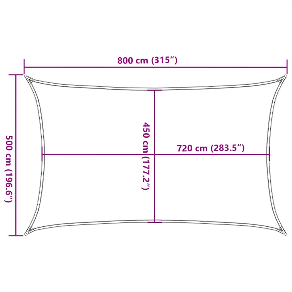 Sonnensegel 160 g/m² Rot 5x8 m HDPE