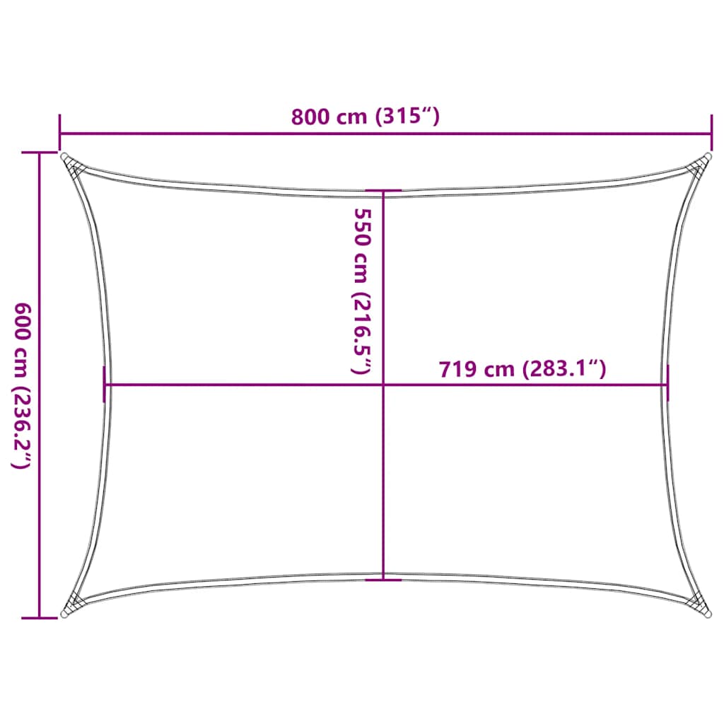 Sonnensegel 160 g/m² Rot 6x8 m HDPE