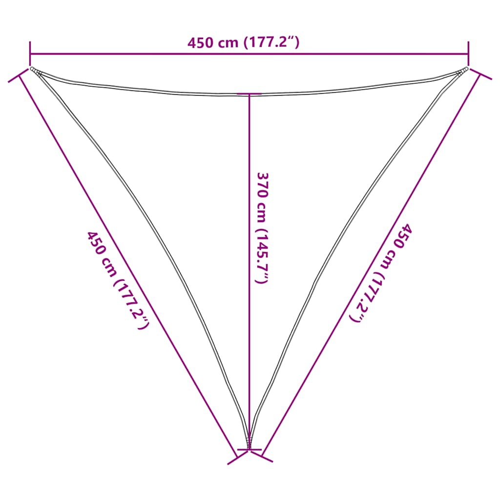 Sonnensegel 160 g/m² Rot 4,5x4,5x4,5 m HDPE