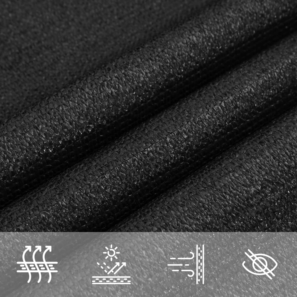 Sonnensegel 160 g/m² Schwarz 3x6 m HDPE