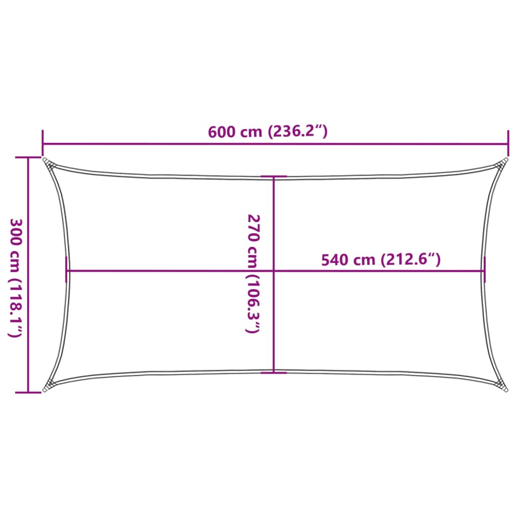 Sonnensegel 160 g/m² Schwarz 3x6 m HDPE