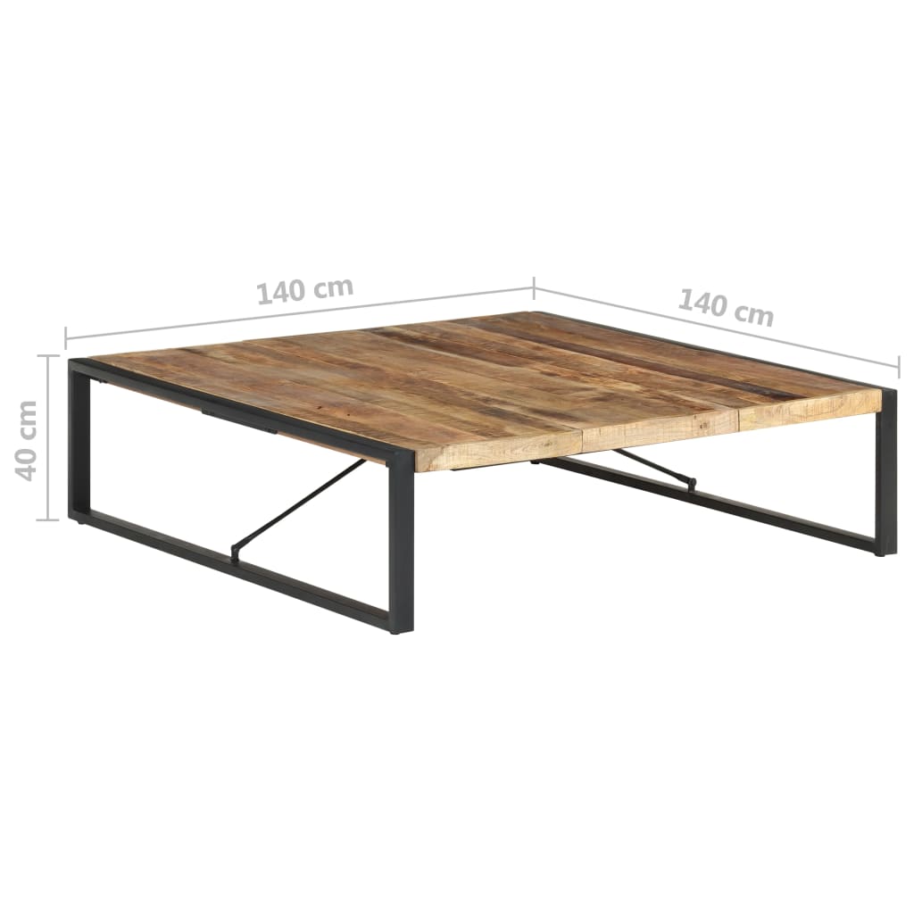 Couchtisch 140x140x40 cm Raues Mangoholz