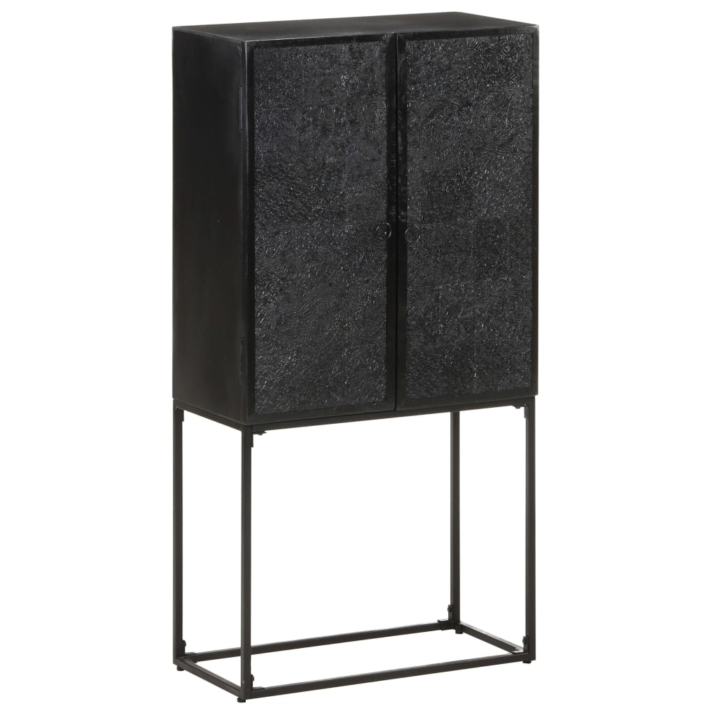 Sideboard Schwarz 60x30x120 cm Massivholz Akazie und Mango