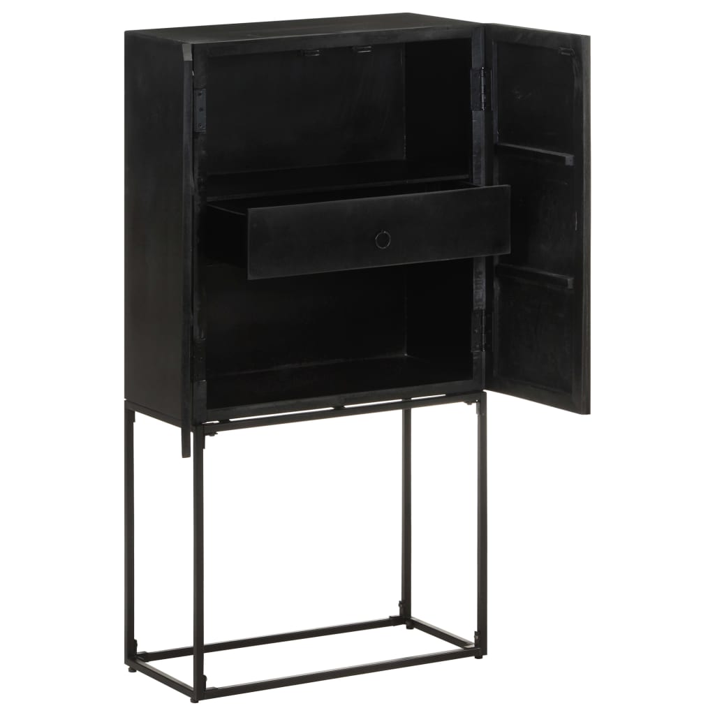 Sideboard Schwarz 60x30x120 cm Massivholz Akazie und Mango