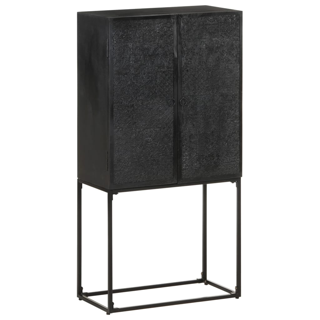 Sideboard Schwarz 60x30x120 cm Massivholz Akazie und Mango